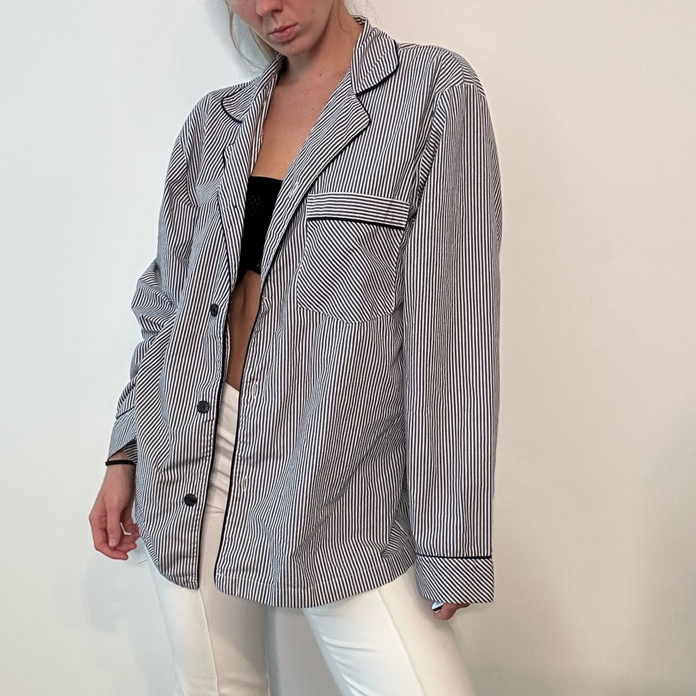 Striped button down oversized 
'sleepwear' But I use for cover up or layering